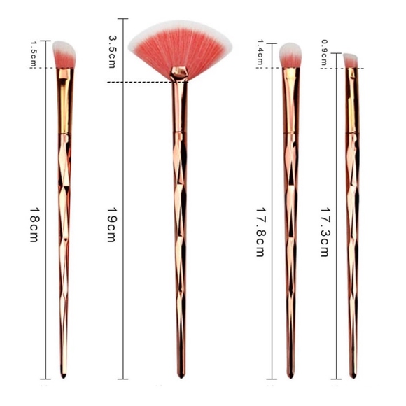 4 Piece New Gold Glam Makeup Brush Set - Picture 4 of 7
